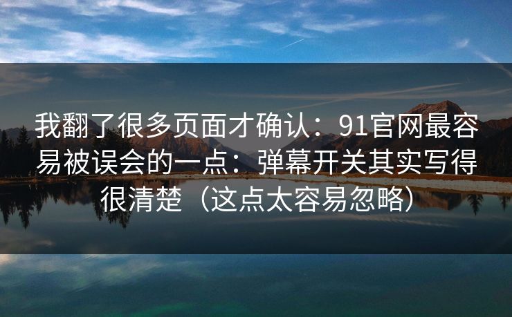 我翻了很多页面才确认：91官网最容易被误会的一点：弹幕开关其实写得很清楚（这点太容易忽略）