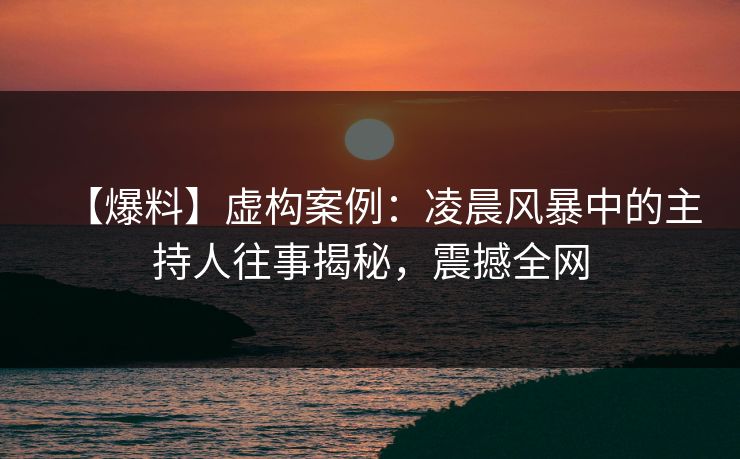【爆料】虚构案例：凌晨风暴中的主持人往事揭秘，震撼全网