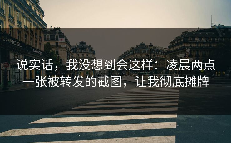说实话，我没想到会这样：凌晨两点一张被转发的截图，让我彻底摊牌
