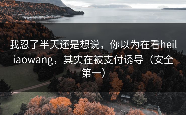 我忍了半天还是想说,你以为在看heiliaowang,其实在被支付诱导(安全第一)