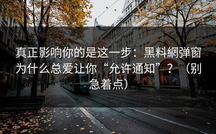 真正影响你的是这一步：黑料網弹窗为什么总爱让你“允许通知”？（别急着点）