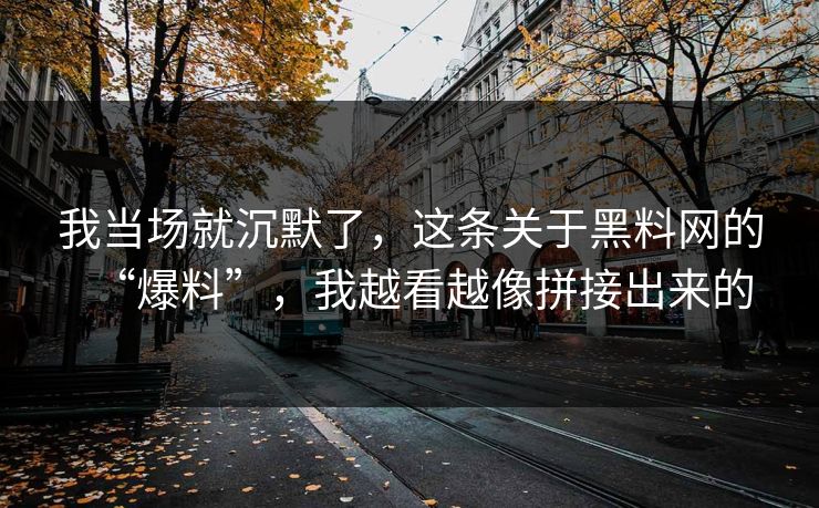 我当场就沉默了，这条关于黑料网的“爆料”，我越看越像拼接出来的